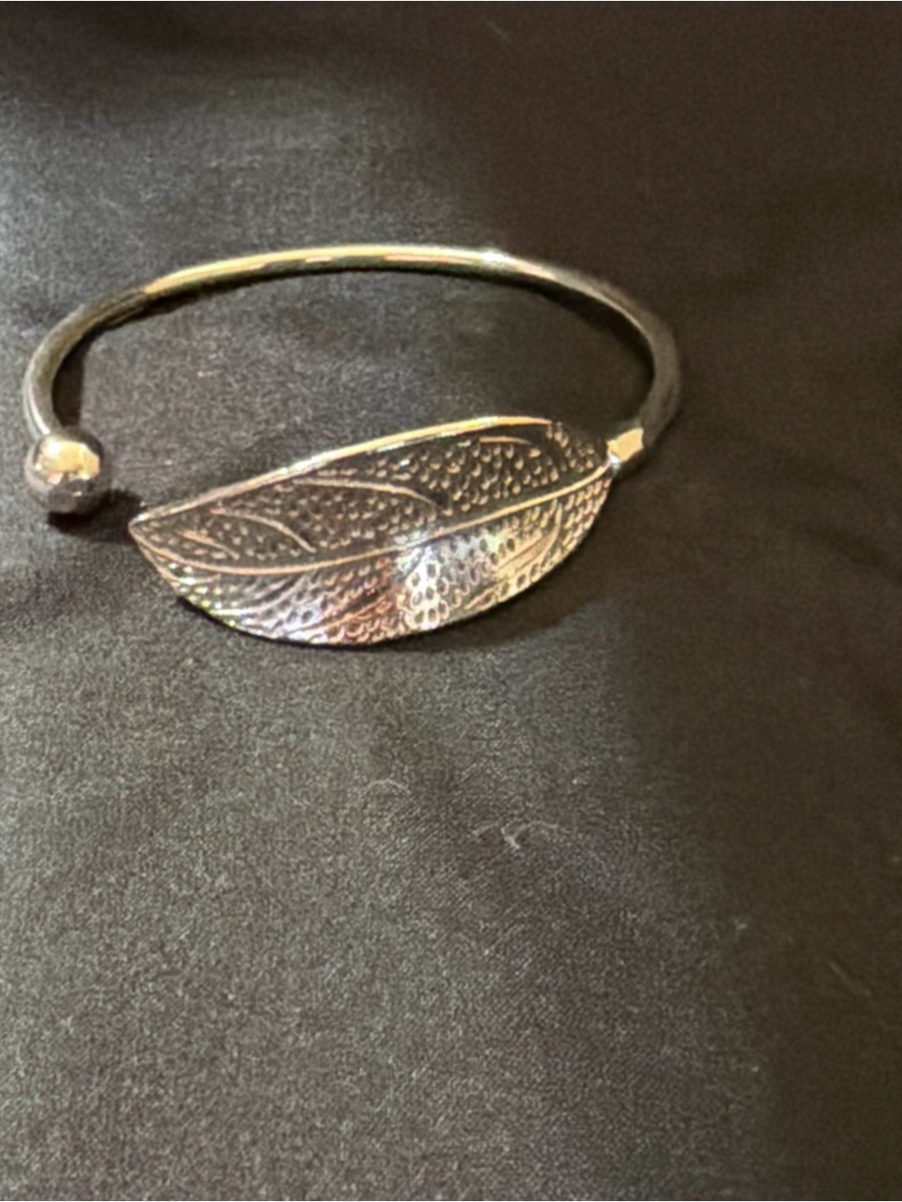 Vintage Silver  Leaf Cuff Bracelet , made of .999 fine silver